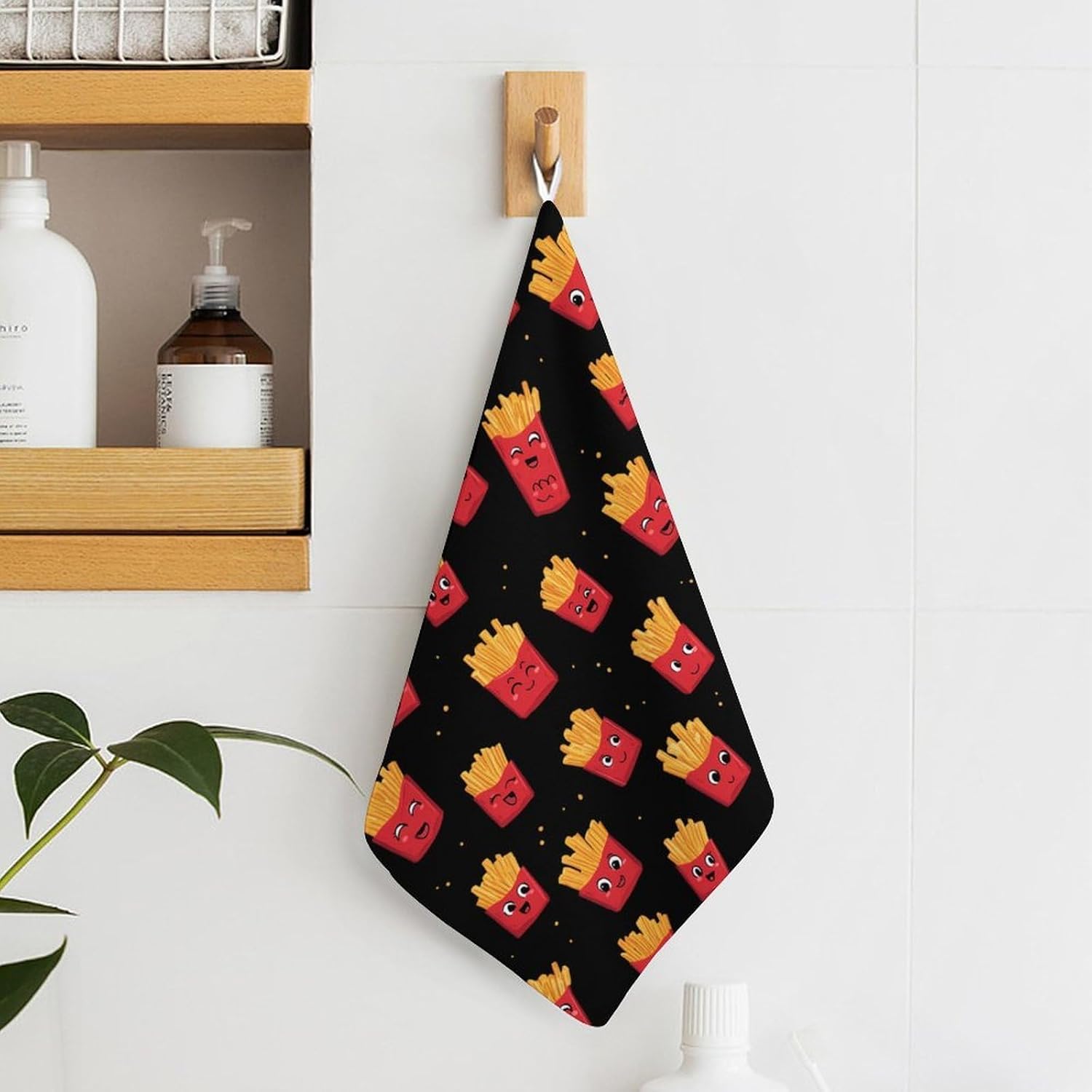 French Fries Hand Towels for Bathroom Handkerchief | Absorbent,with Hanging Loop,Kitchen Towels,for Home Hotel,Soft