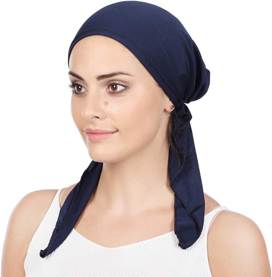 Qhome Womens Rhinestone Head Scarf Head Wrap Chemo Cap Spandex Bandana Du Rag - Image 3