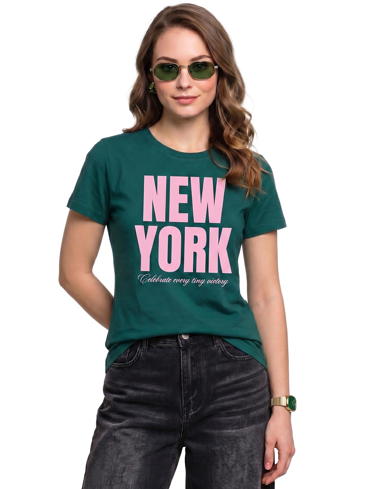 Trendy Women’s Regular Fit Printed Pure Cotton T-Shirt – Soft Casual Graphic Tee, Perfect (Sizes: S to 2XL)-image-7