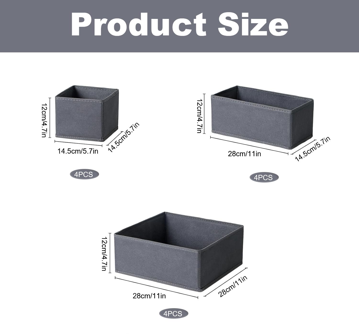 Kongming Drawer Organiser, 12 Pcs Clothes Storage Boxes, Folding Drawer Dividers - Image 2