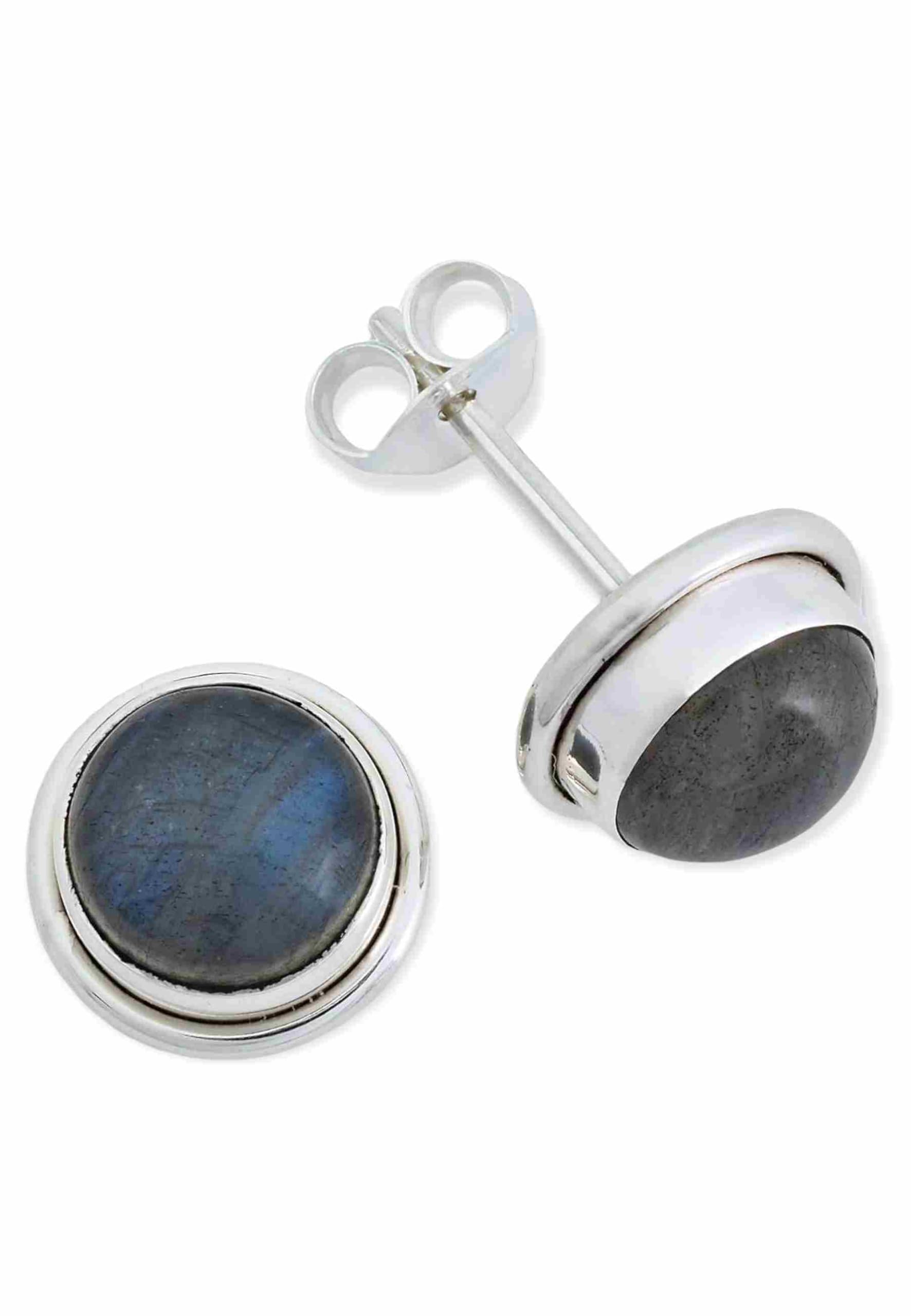 Orecchini a bottone in foglia d'argento 925 Micro-set Pietre di
