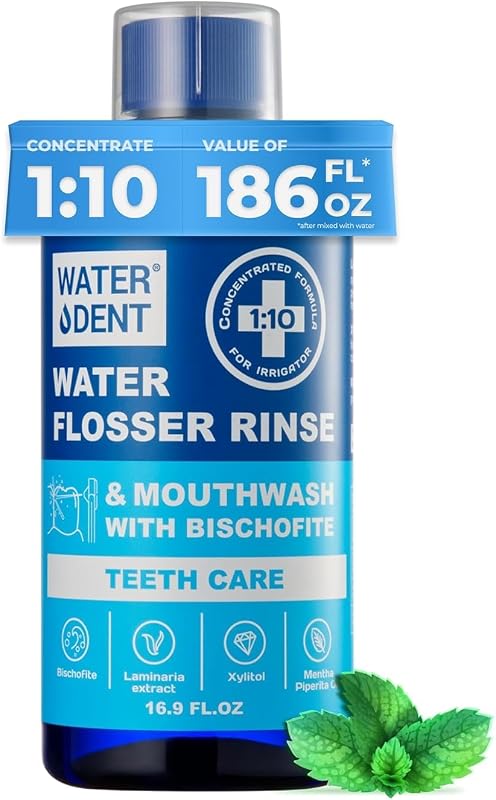 Water Flosser Rinse & Mouthwash for Teeth Care – Compatible with Waterpik & All Oral Irrigators, Concentrated, Alcohol & Fluoride Free, Mint Updated, 16.9 Fl Oz (Pack of 1)