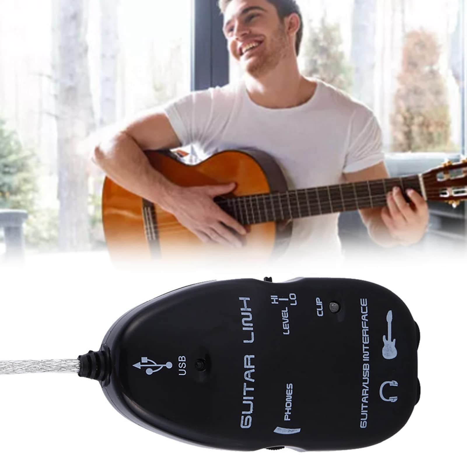 Câble Rocksmith, Interface Guitare vers Pc Câble de Liaison USB Professionnel pour Guitare, Installation Facile Plug and Play Pc Guitar Hero avec Votre Ordinateur et Convient à