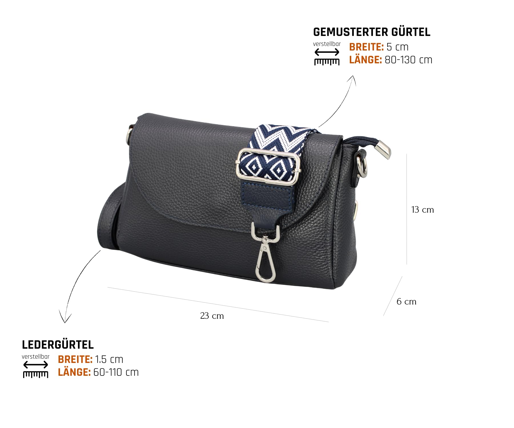 Adel Bags JALINA Damen Umhängetasche Echtleder Handgefertigt Crossbody Bag