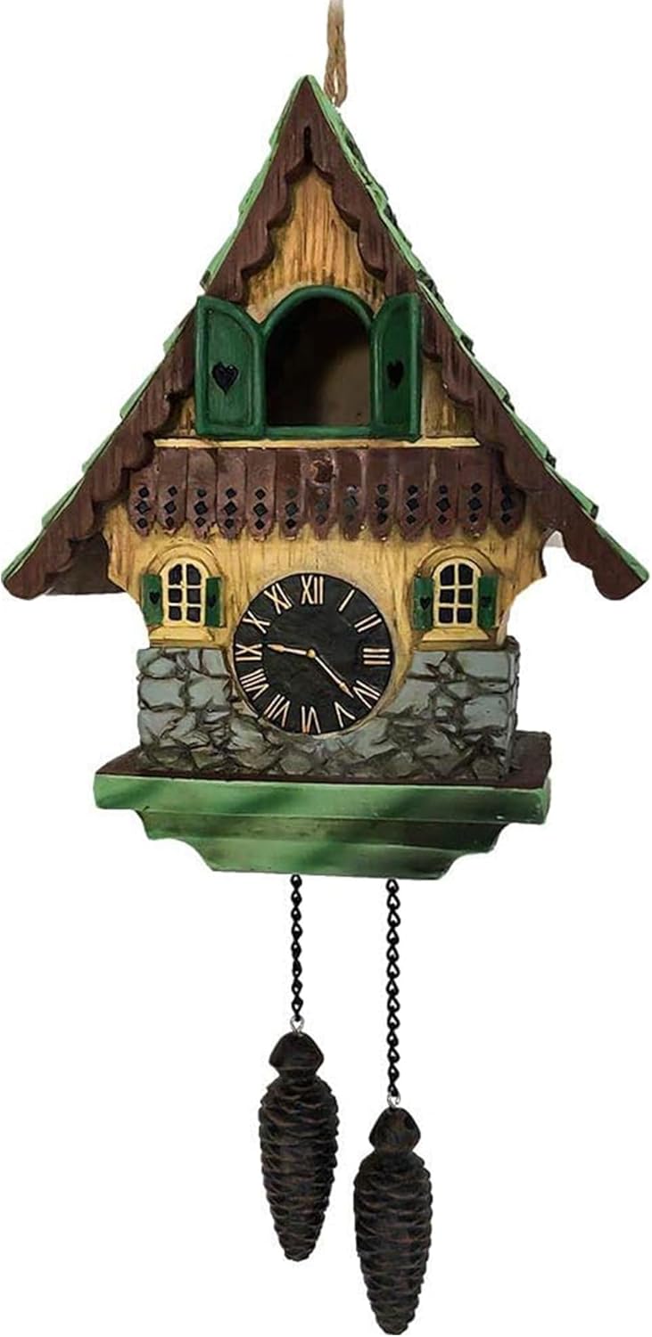 Spoontiques - Birdhouse - Garden Décor - Decorative Bird House for Yard and Garden Decoration - Hanging Novelty for Outdoor Patio - Cukoo Clock Birdhouse