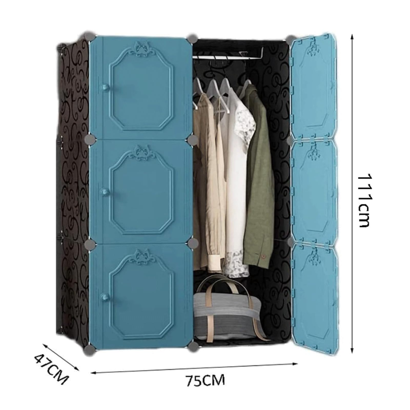 Spazioso armadio Armadi Armadio per vestiti di grande capacità Staccabile Risparmia spazio Armadio per vestiti per camera da letto Armadio per vestiti portatile sospeso in ABS risparmiare spazio