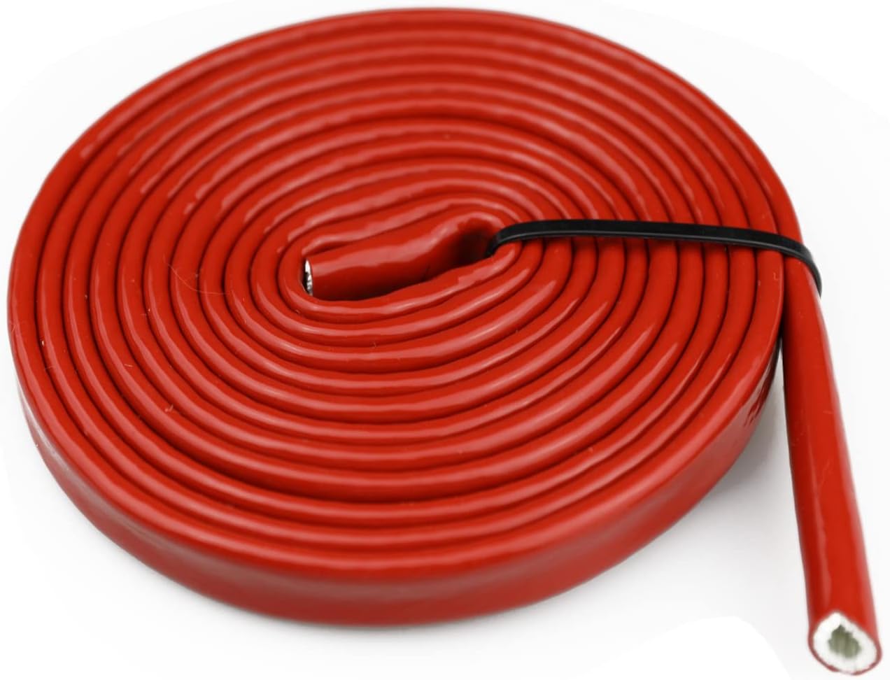 3/8 ID Red Silicone Coated Fiberglass Heat Shielded Sleeve Fire Thermo Armor for Hose Lines & Electrical Wiring, 10 Feet