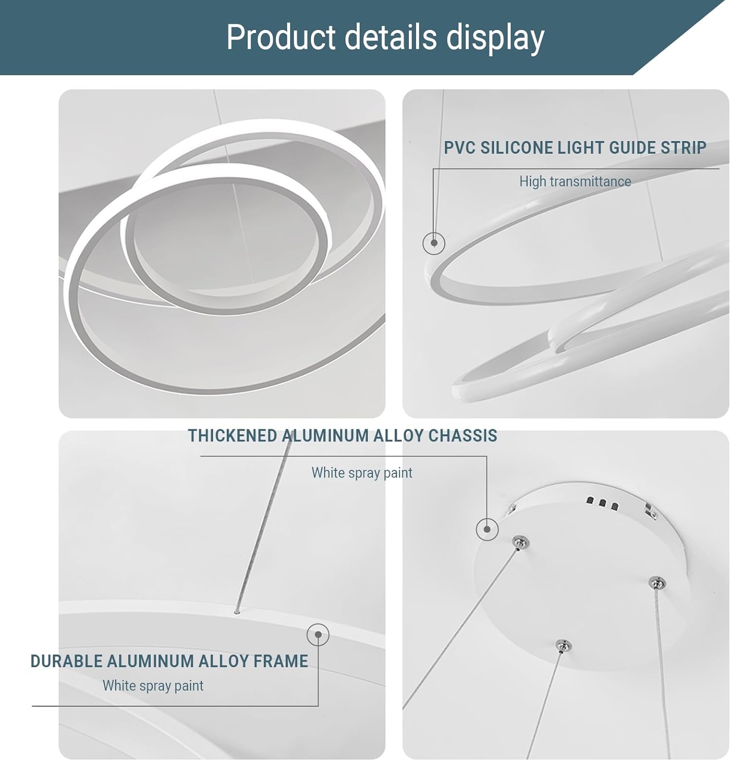 Lampada a Sospensione a LED, Lampadario Circolare da Ristorante, Lampada da Soffitto dal Design Irregolare Minimalista per Camera da Letto, Soggiorno - Luce Bianca da 68 Watt
