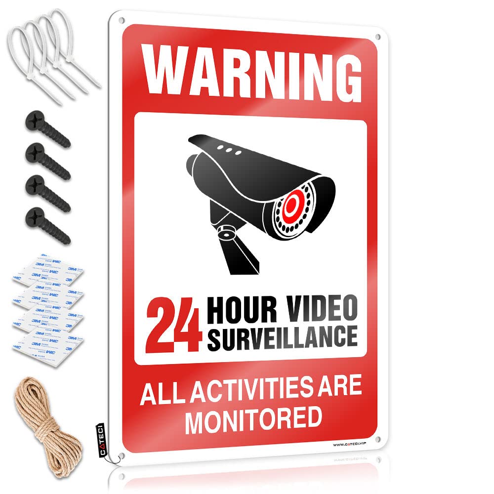 IBWNBBUSN Tin Metal Sign Video Surveillance Signs, No Trespassing Violators Will Be Prosecuted Tin Sign Bar Signs For Home Decor Metal Tin Sign Retro(30X40CM)