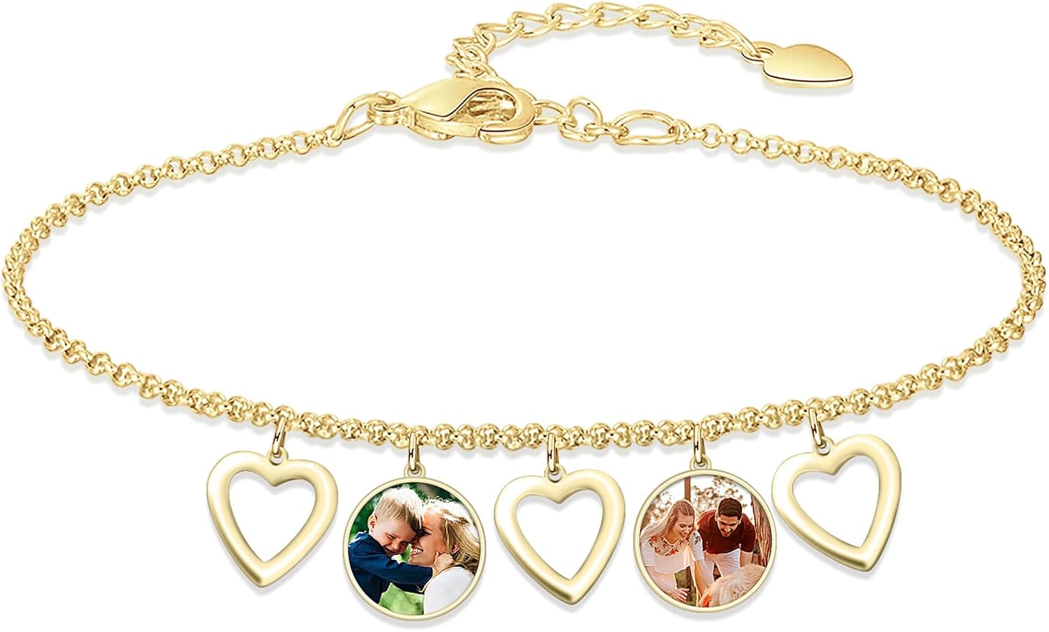 BABOOM Personalized Picture Bracelet for Women Customized 1-7 Photo Bracelets Family Memorial Pictures Bracelet with Name Gift for Mother Wife Friend