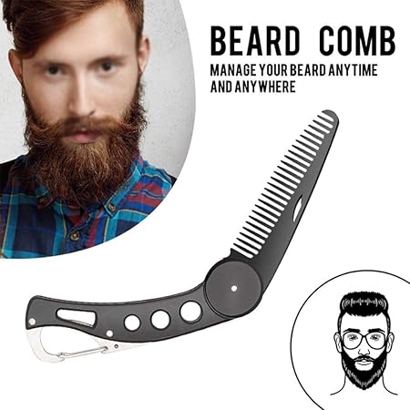 Careor Beard Comb Stainless Steel Folding For Men For Grooming Combing Hair Beards And Mustaches Beard And Mustache Styling Comb Folding Pocket Mental Comb Amazon Co Uk Beauty