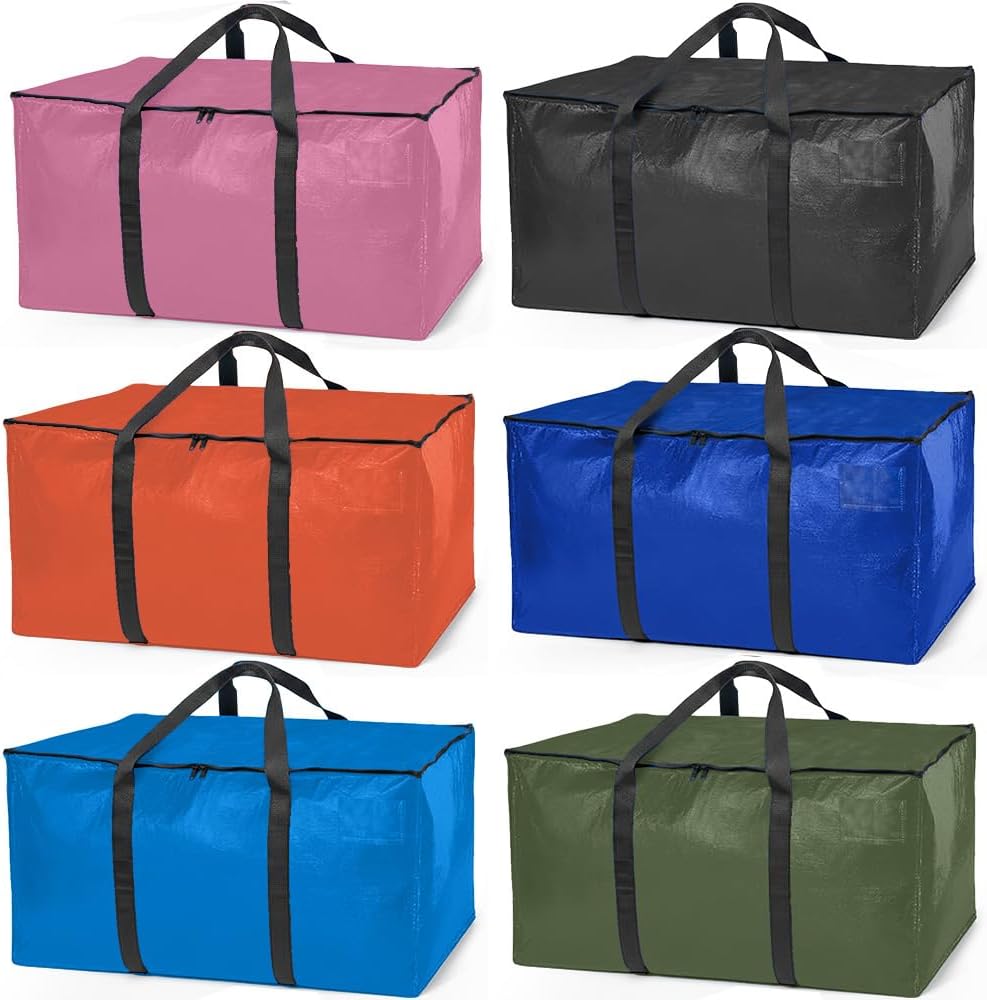 Heavy-Duty Storage & Moving Bags with Straps & Zippers – 6-Pack Heavy-Duty Storage & Moving Bags with Straps & Zippers – 6-Pack