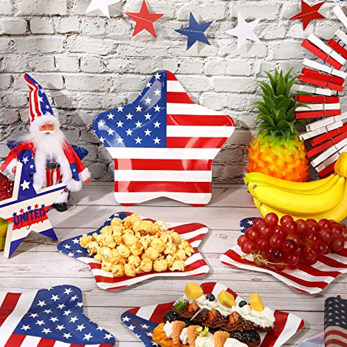 Sunnyray 100 Pcs Patriotic Paper Plates 9 Inch Dessert Star Shape Plates Disposable American Flag 4Th Of July Tableware Usa Star Serving Trays For Cookies Barbecues Picnics Holidays Party Supplies #TOP2