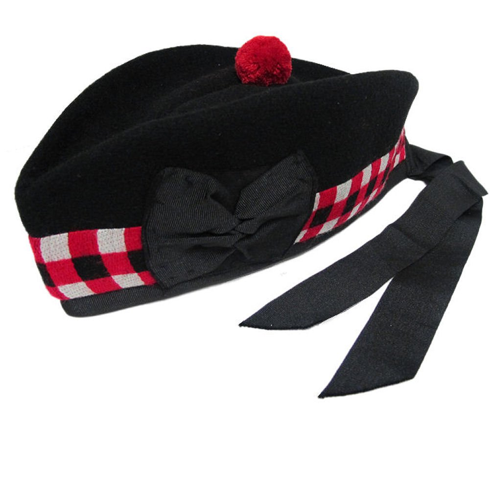 Tartanista Men's Red/White Dice Balmoral Black Scottish Diced Kilt Beret Size 61