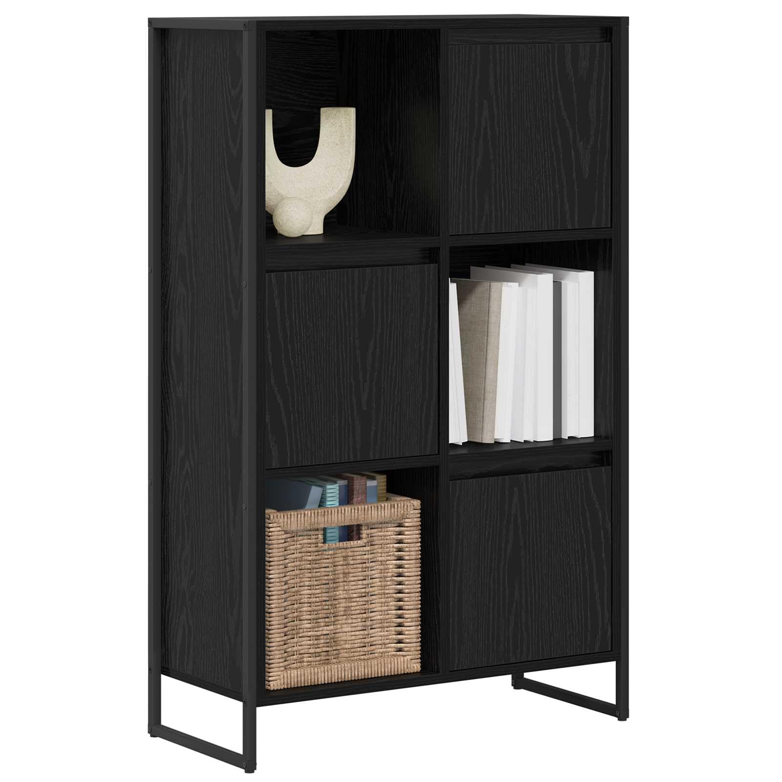 Libreria 68 x 30 x 108,5 cm, in legno con 3 ante e robusto telaio in acciaio, per soggiorno, ufficio, camera da letto, corridoio, biblioteca, divisorio, salvaspazio, durevole, design moderno
