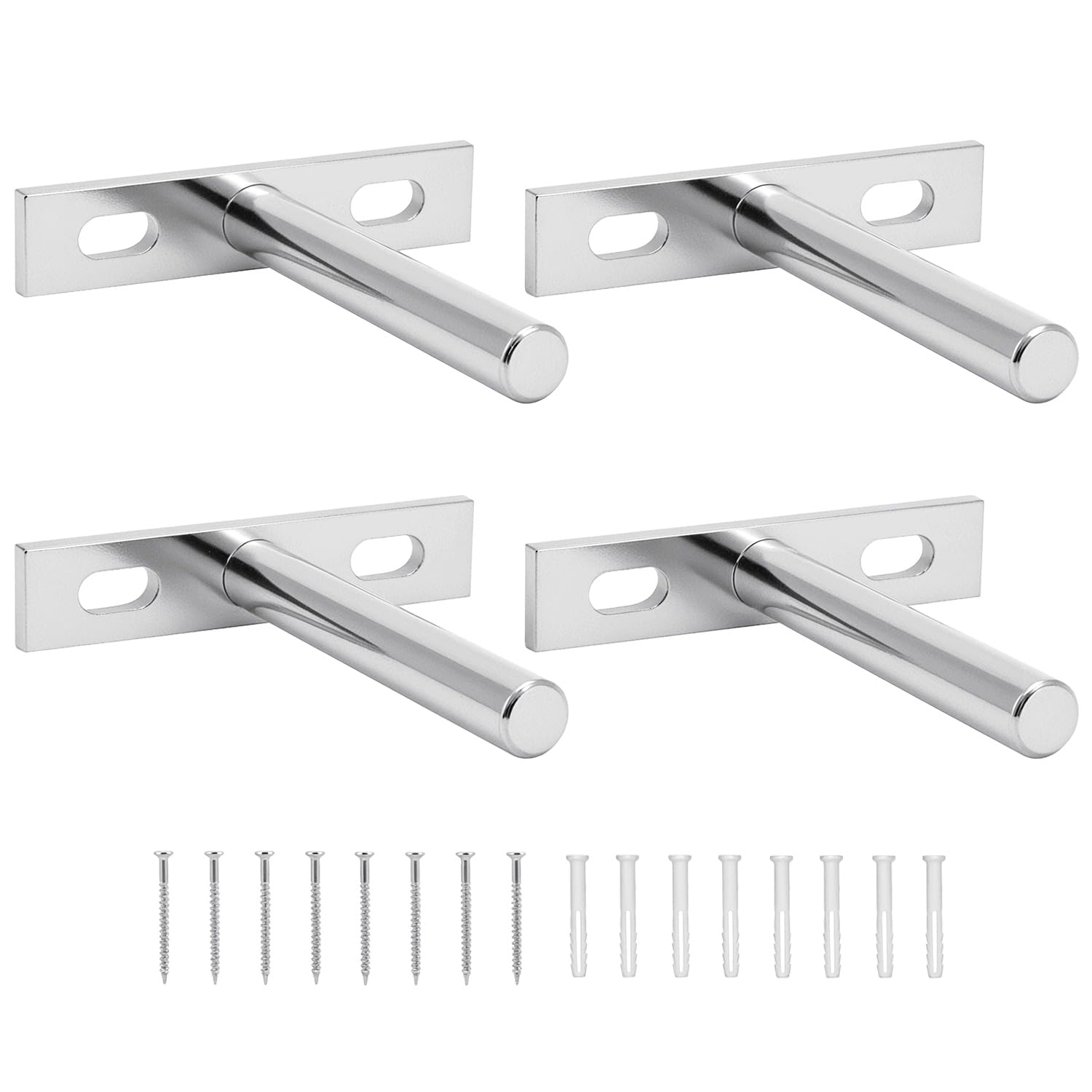 QWORK® 4 Pcs Floating Shelf Bracket 3 Inch 75mm Heavy Duty Hidden Shelf Brackets with Mounting Screws for Wall Mounted Decoration Cabinet Furniture Shelf Support