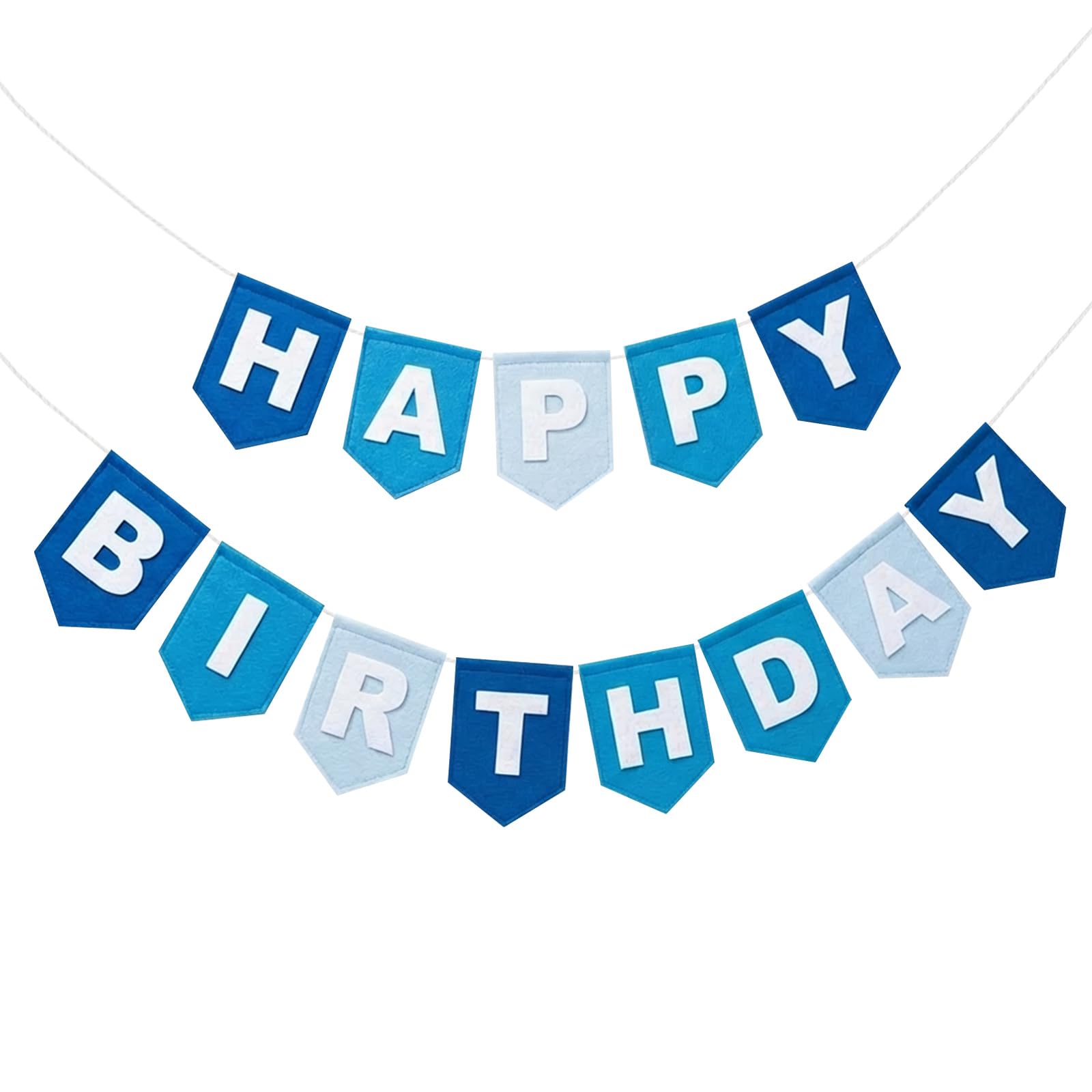 Peybaiwy Felt Happy Birthday Banner Pre-Strung Birthday Sign Decorations for Girls Boys Colorful Wall Hanging Party Supplies Photo Props Backdrop (Blue)