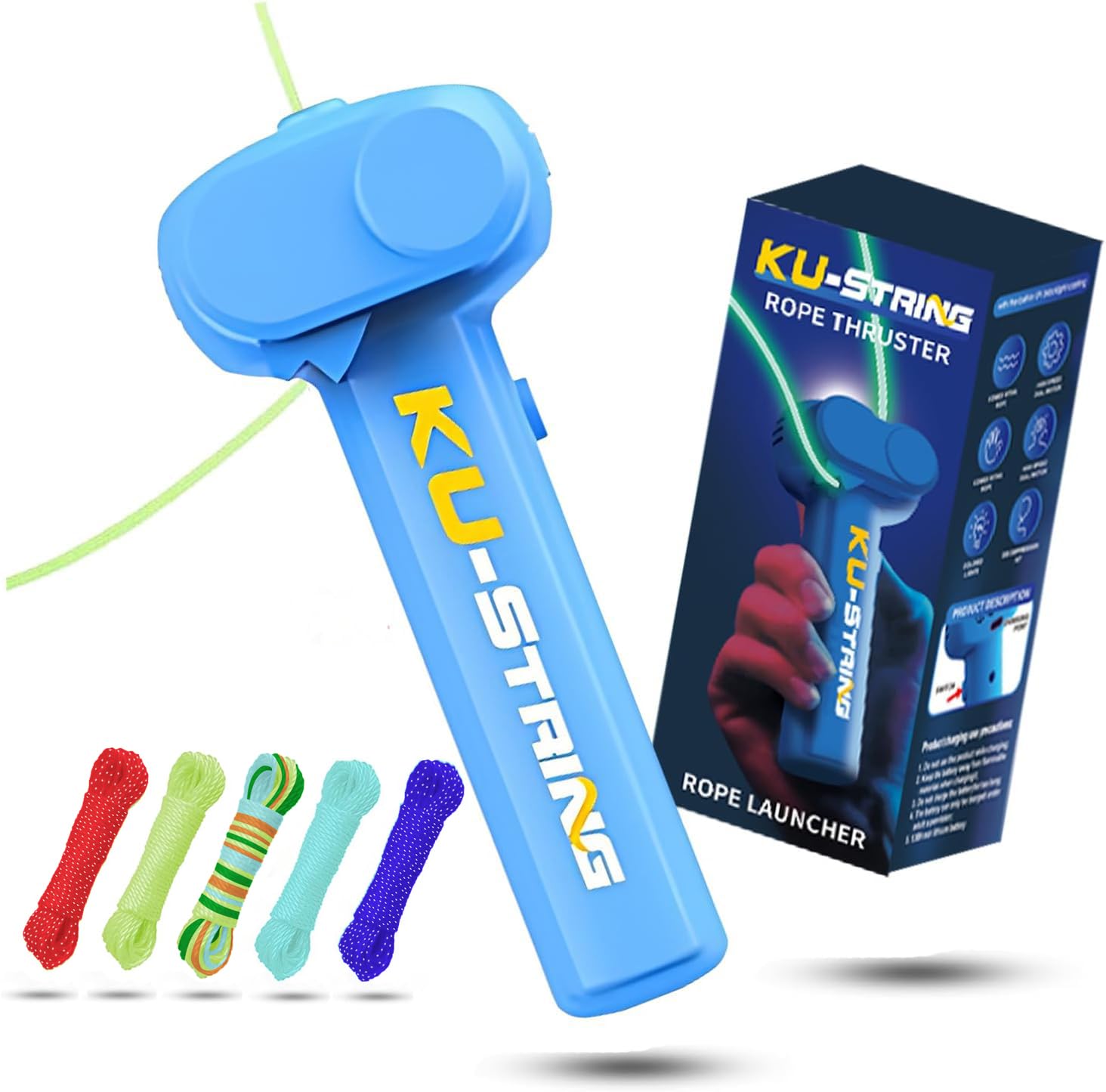 Jtffjsy String Rope Launcher,5 Fluorescent Ropes Glow in the Dark,Zip String,USB-Rechargeable,Electric,Outdoor Toy Viral, Fidget Toy — image 1