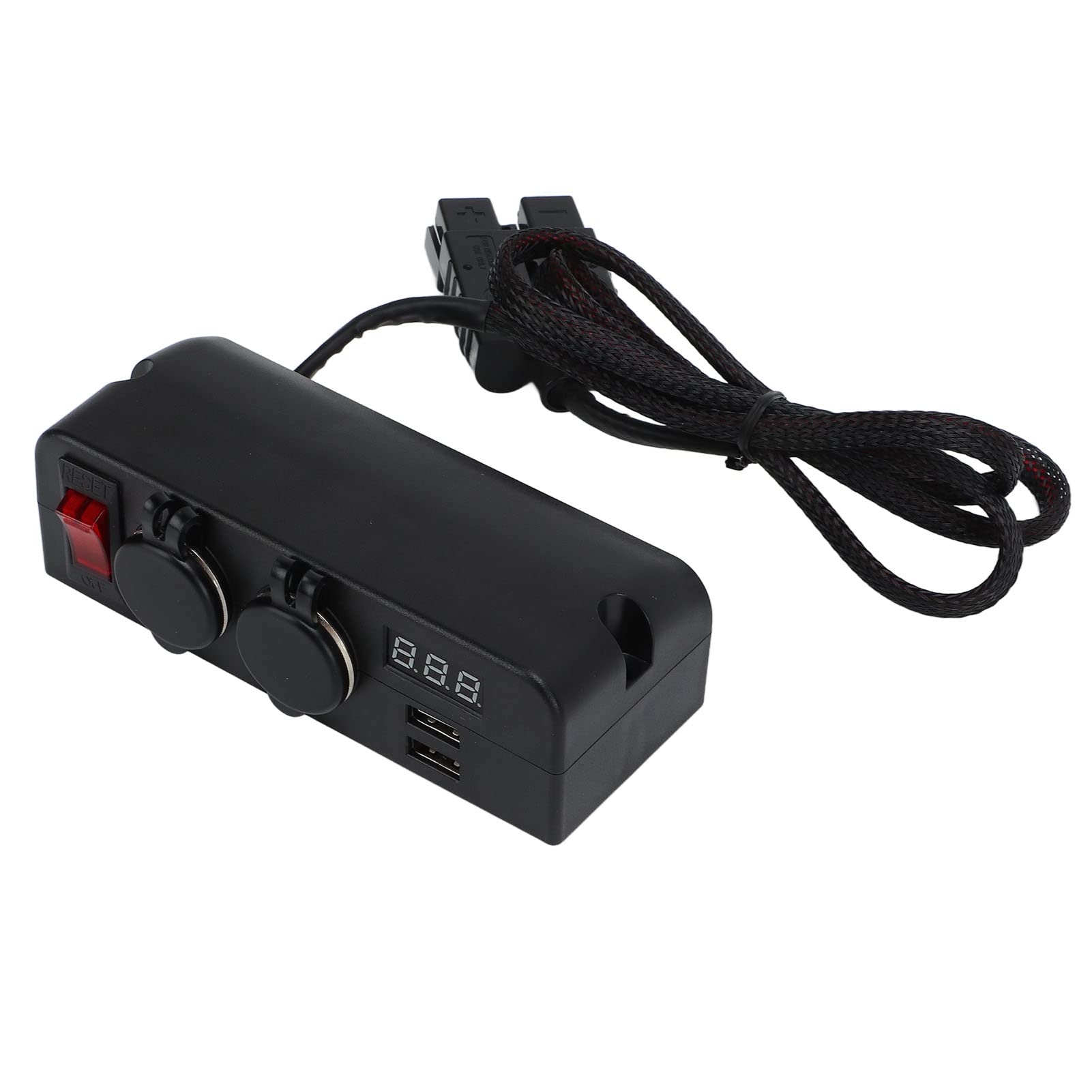 Adapter do ładowarki samochodowej Podwójne gniazdo ładowarki USB z cyfrowym wyświetlaczem napięcia Zasilanie Adapter baterii do samochodów Łodzie RV Materiał ABS 50 A 600 V Złącze