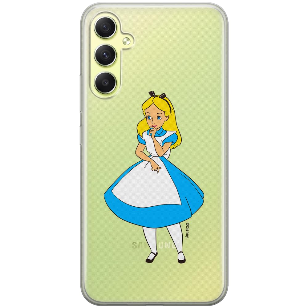 ERT GROUP mobile phone case for Samsung A34 5G original and officially Licensed Disney pattern Alice 010 optimally adapted to the shape of the mobile phone, partially transparent