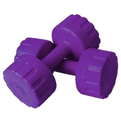 Aurion PVC Dumbbells Weights M4 Fitness Home Gym Exercise Barbell (Pack of 2) Light Heavy for Women & Men�s Dumbbell (4 KG X 2, Purple)