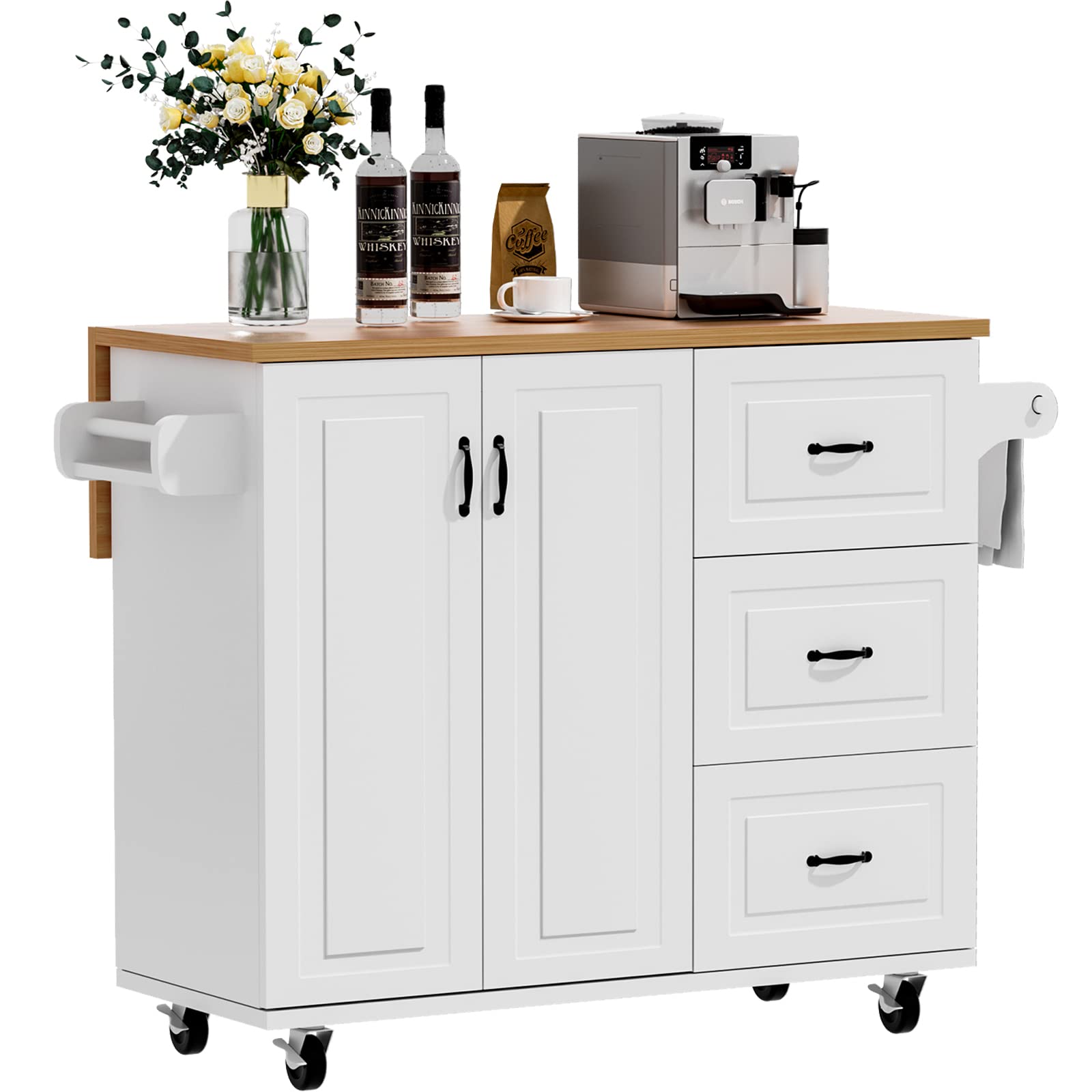 Buy Kitchen Island on Wheels , Rolling Kitchen Island with 3 Storage