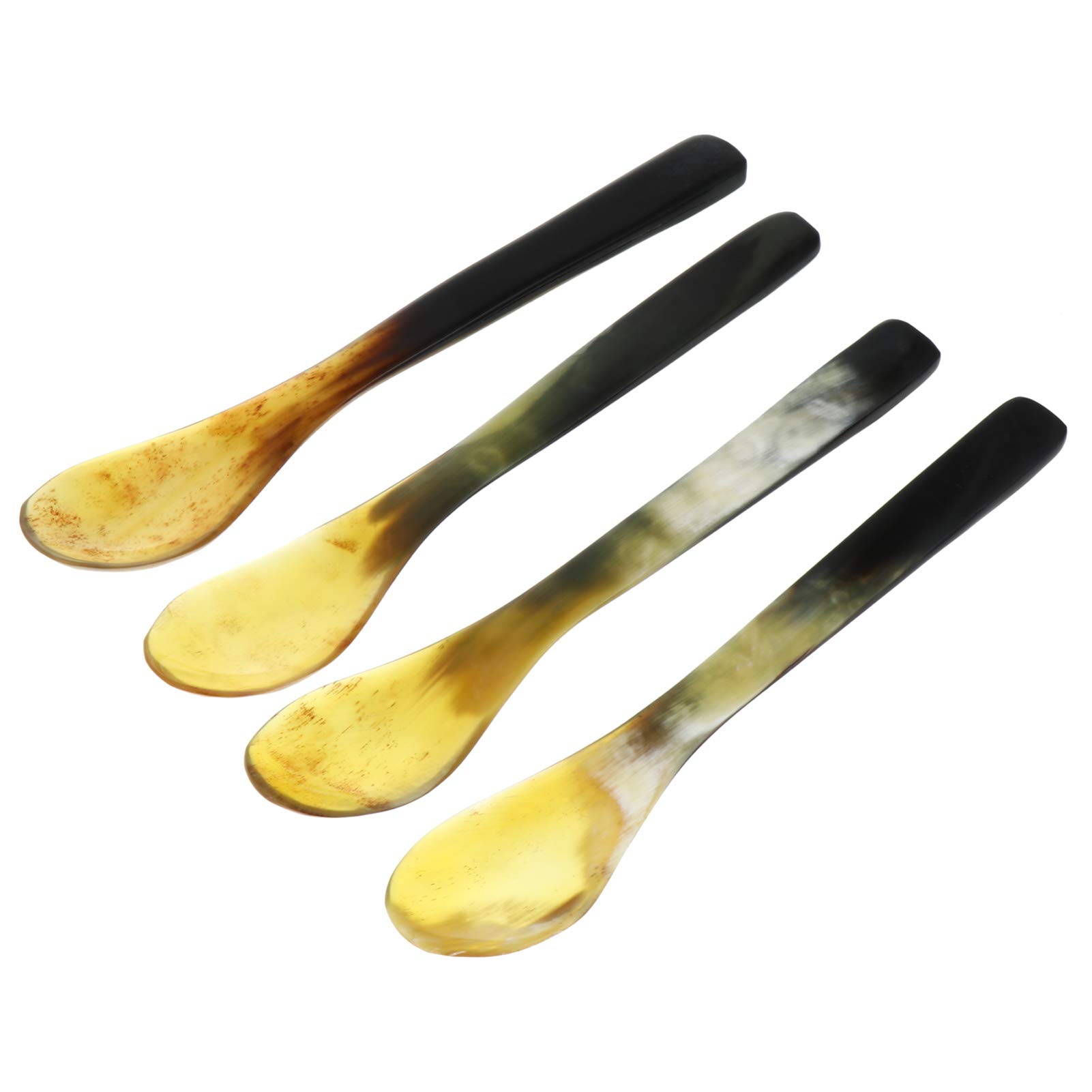 ULTECHNOVOVintage Horn Teaspoons - 4 Pcs Natural Horn Spoon - Caviar Spoons Decorative Dessert Spoons for Caviar Egg Ice Cream Coffee Appetizers