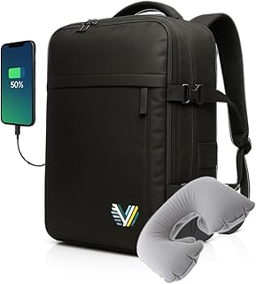 Mochila Viaje Cabina Avión 40x20x25 Ryanair | Travel Backpack | Bolsa Viaje Impermeable Mujer Hombre | Nylon Acolchado Premium y Cremalleras Reforzadas | Incluye Regalo Almohada Reposacuellos