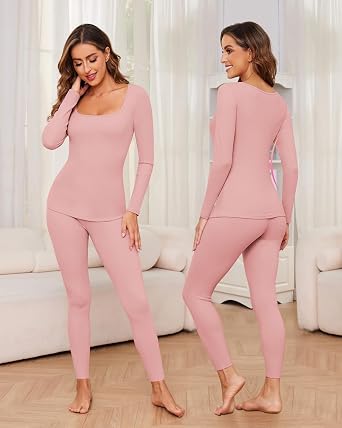 Women's Thermal Underwear Set Long Johns Fleece Lined Base Layer Long Sleeve Warm Shirts Winter Cold Weather Top Bottom