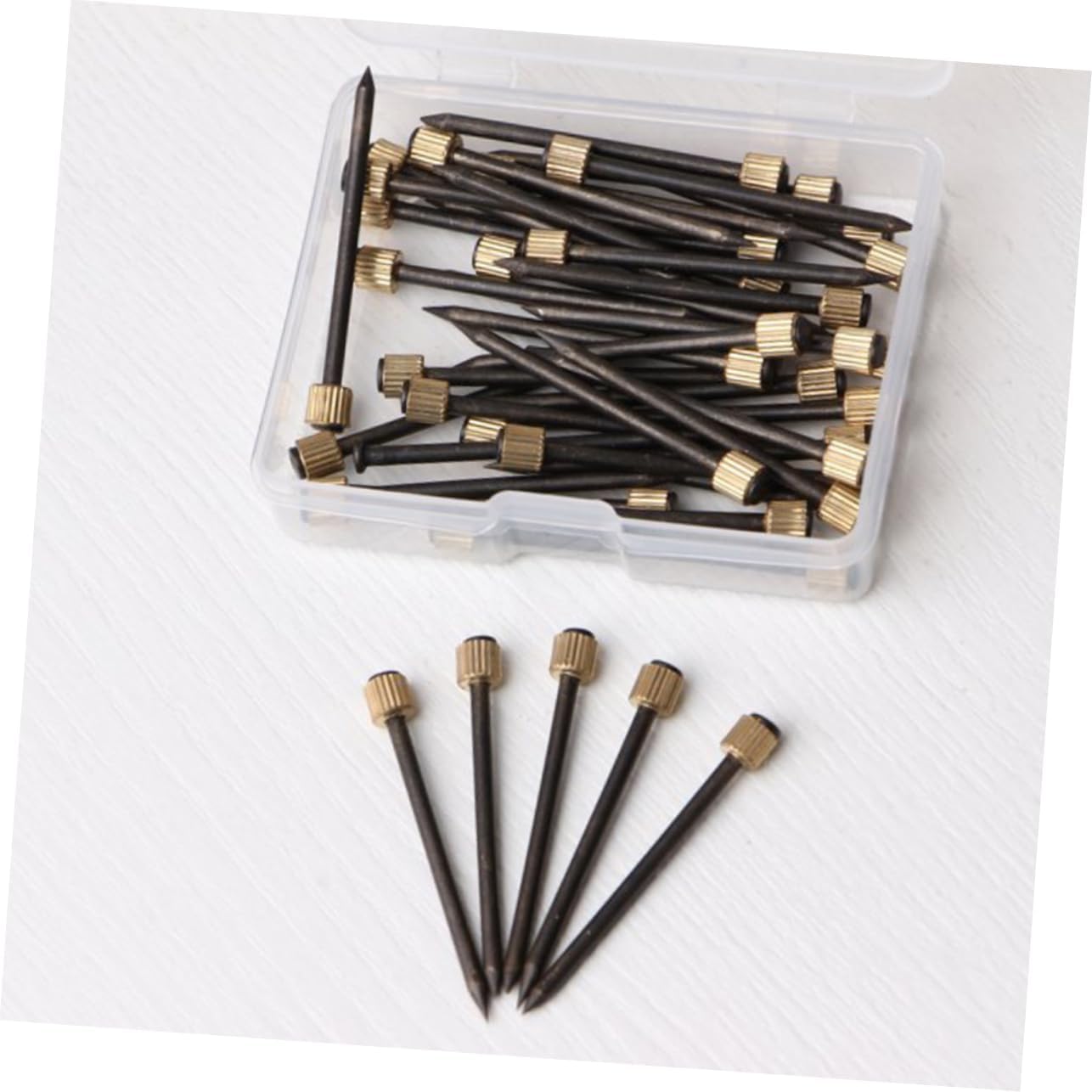 Lurrose Copper Head Nails 50pcs Photo Frame Fixing Nails for DIY Crafts Wall Decor