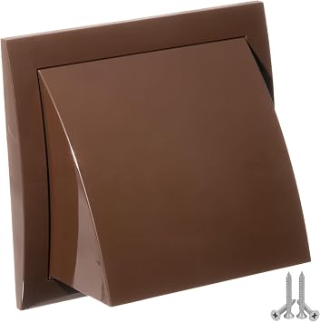 100mm / 4 inch Brown Plastic Cowled Ventilation Grille - Air Vent Cover with Backdraught Shutter/Gravity Flap - External Grille with Round Spigot