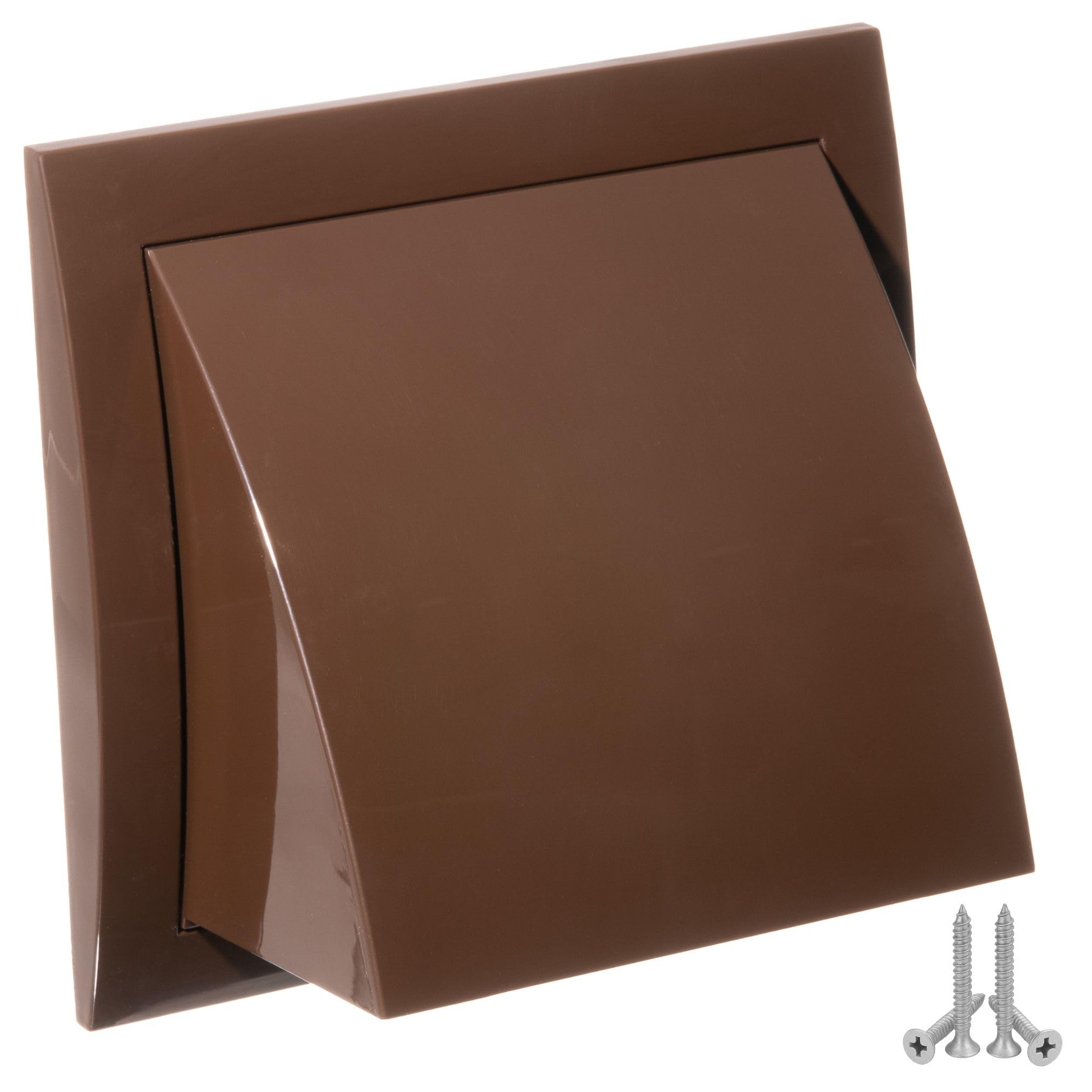 Ø 100mm / 4 inch Brown Plastic Cowled Ventilation Grille - Air Vent Cover with Backdraught Shutter/Gravity Flap - External Grille with Round Spigot