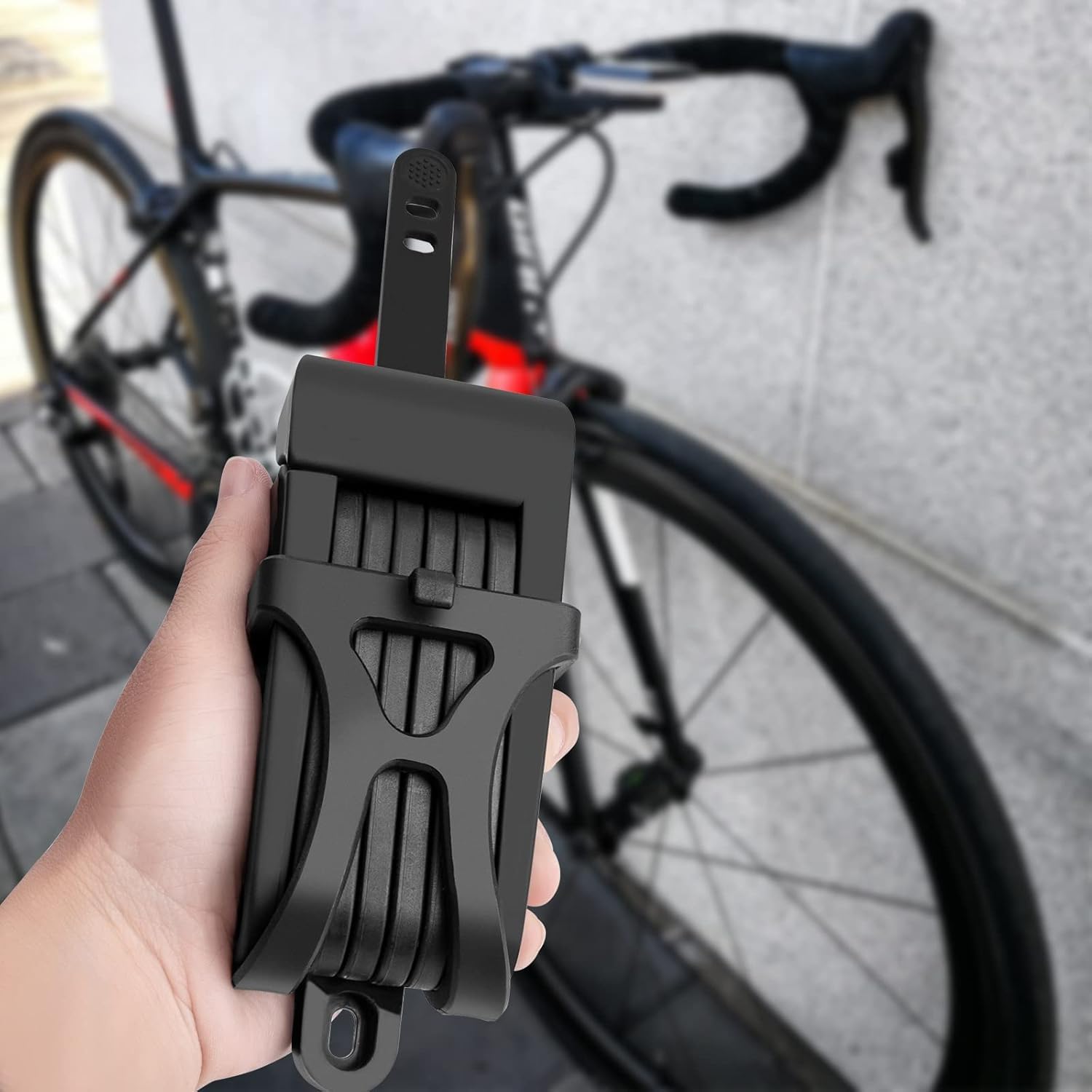 Antivol pliable pour vélo - Avec protection antivol haute sécurité - En acier solide - Support de serrure assorti inclus - Avec 2 clés en cuivre