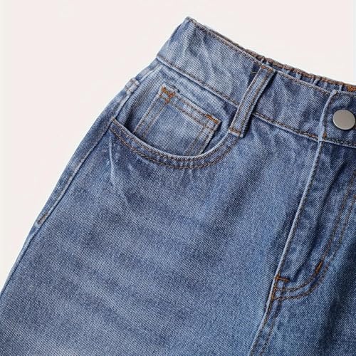 Baggy Jeans for Girls Cute High Waisted Denim Pants Wide Leg Trousers Y2K Streetwear Clothes Teen 4-14Y4