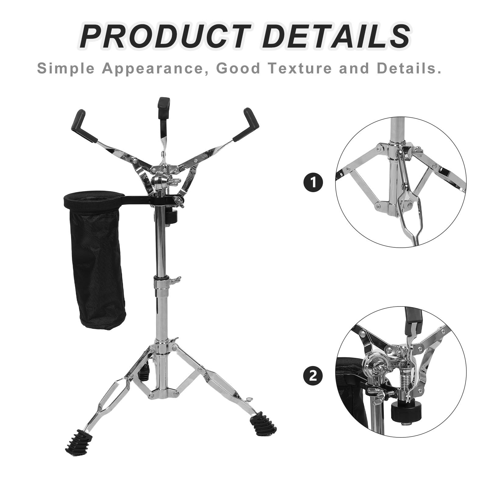 NUOBESTY Verstellbarer Snare Drum Ständer mit Doppelstrebe für Studio