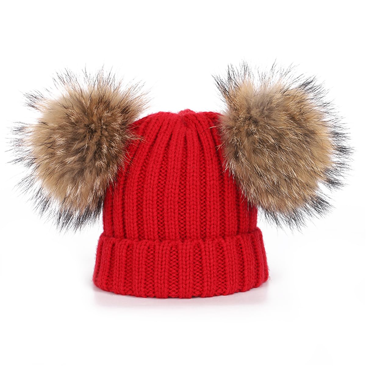 Conjuntos de gorro y bufanda de punto para niños con bolas de peluche, gorro con pompón grueso para otoño e invierno y bufanda larga para niños y niñas