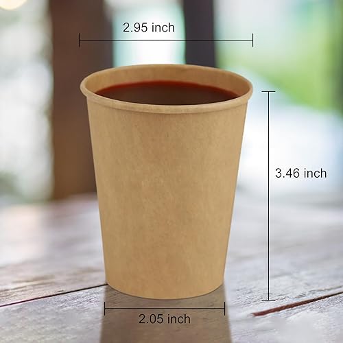 Miniatura 7 de Vasos de papel, paquete de 100 vasos desechables de papel kraft de 8 onzas, tazas de café de papel de 8 onzas, tazas calientes para agua para el