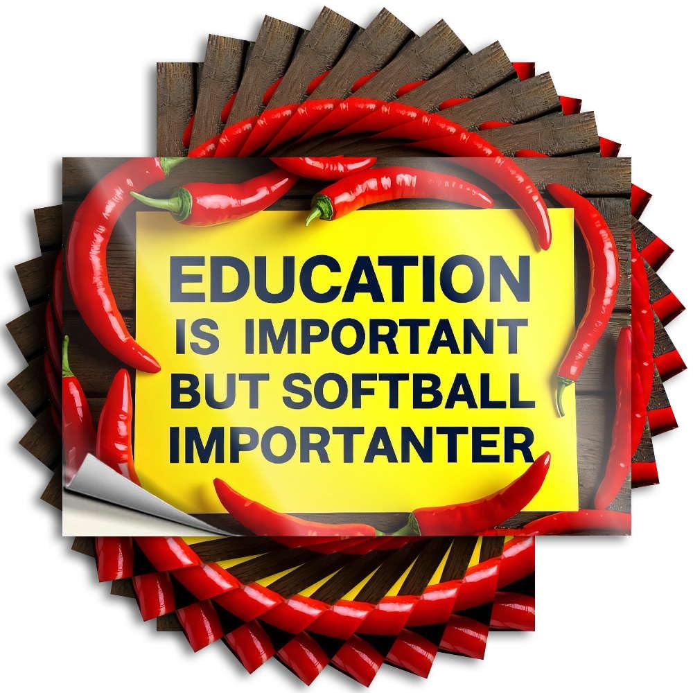 Education is Important But Softball Importanter Great Lettering Sticker | Spring Porch Decor Waterproof Vinyl Cover Indoor Removable Decal Peel Stick(8X12CM)