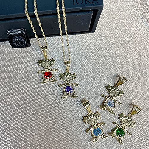 Ioka - 14K Yellow Gold 12 Months Birthstone Pendants Cubic Zirconia CZ Girl Tiny Size Bday Gift Charms For Necklace or Chain4