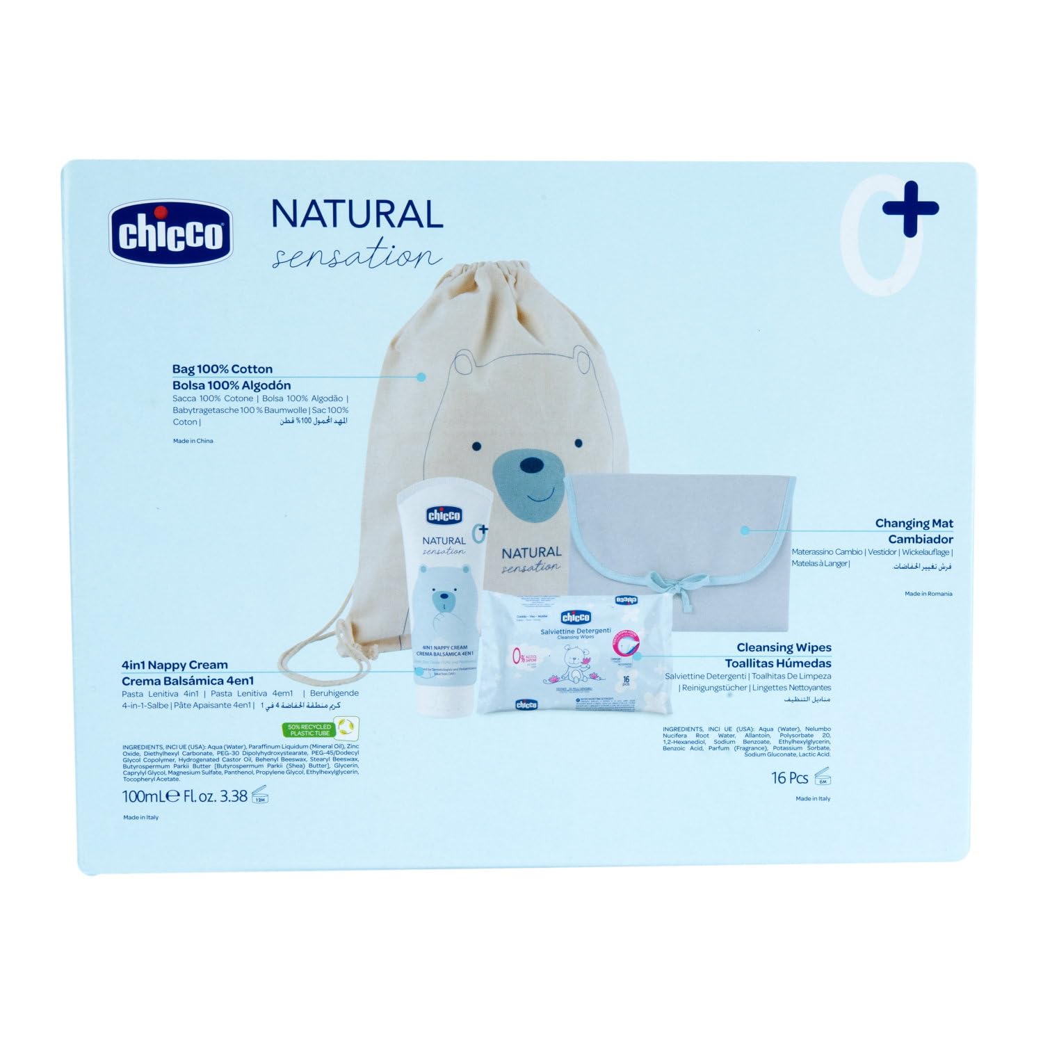 Chicco Mochila Natural Sensation, Bolsa Cambiador con Toallitas Bebé, Mochila Multifunción Mamá o Papá, Con Cambiador, para Niños Pequeños