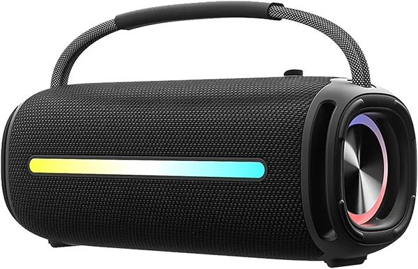 Portable Bluetooth Speaker, Outdoor Waterproof Wireless Speaker with Colorful Flashing Lights, 20W Super Bass, TWS Pairing Suitable for Outdoor, Party, Home, Beach, Travel (Black)