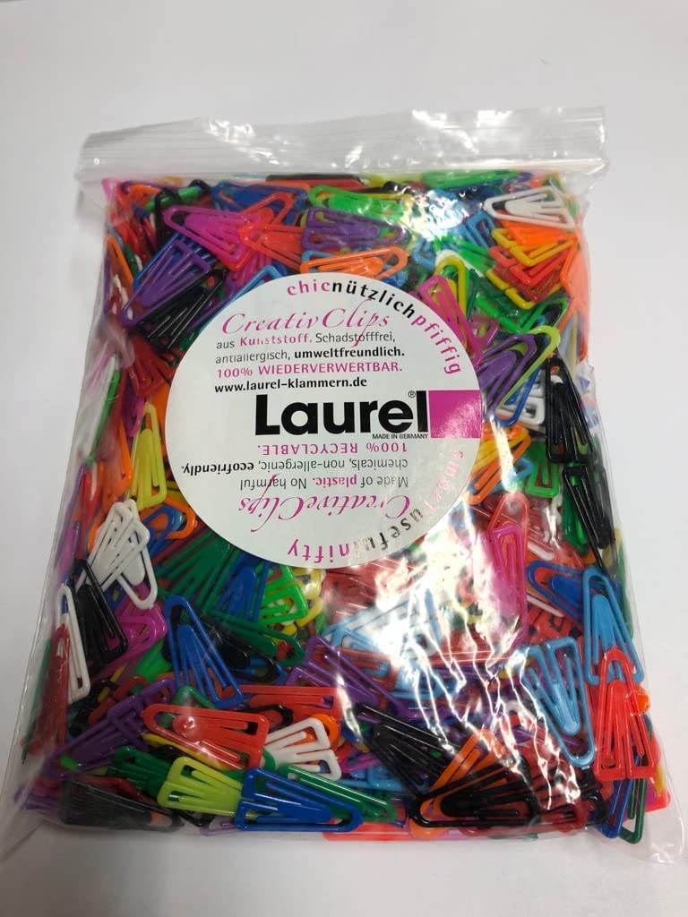 Laurel Büroklammer Plastiklips, PS, 35 mm, Beutel, sortiert