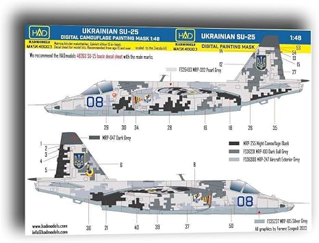 HAD Models M48003 1/48 Painting mask for Su-25 Ukrainian Digital Camouflage, Grey, HAD-Mask48003