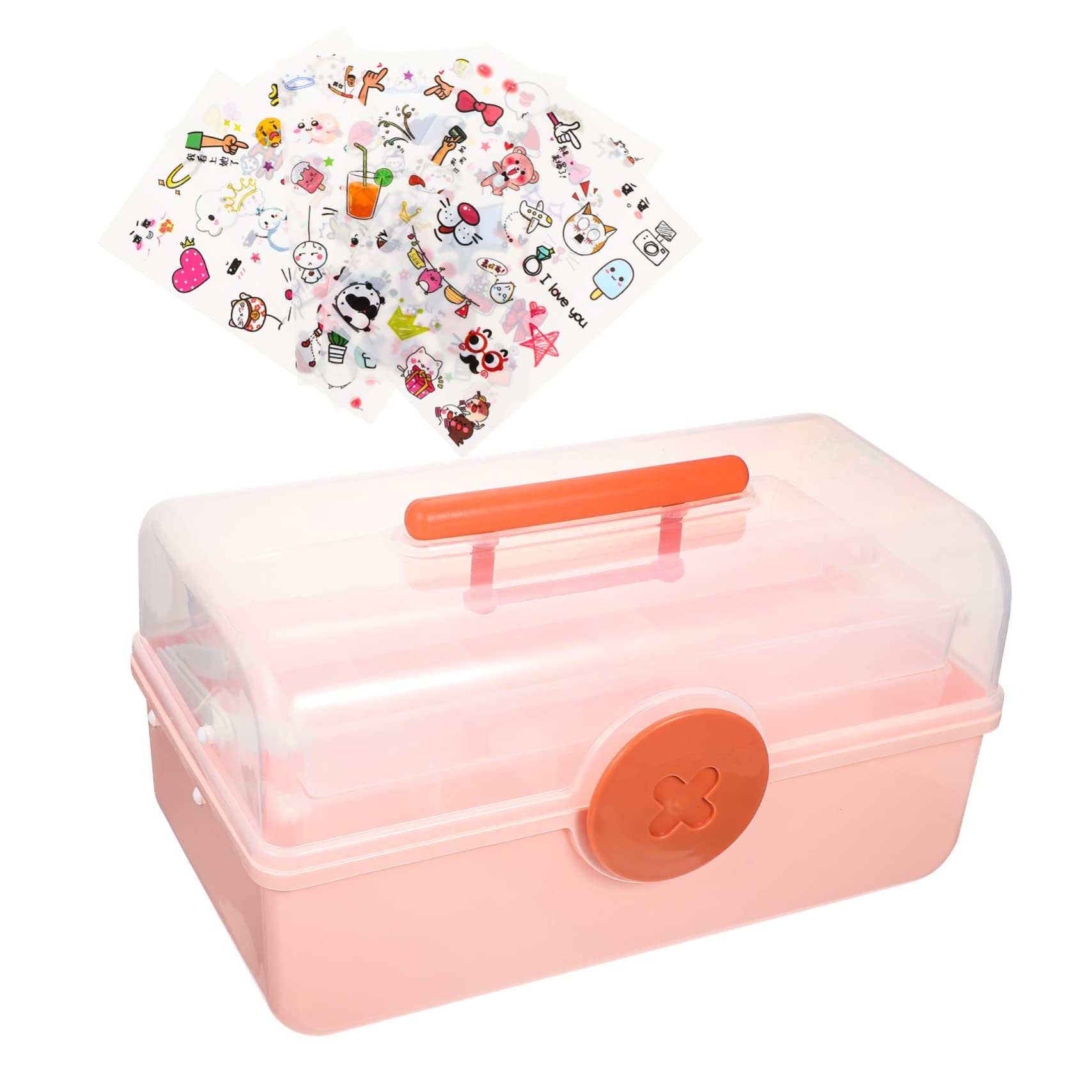 minkissy Haarschmuck Aufbewahrungsbox Rosa aus Kunststoff, Mehrstufig