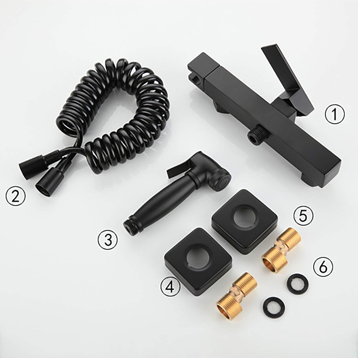 Handheld Bidet Sprayer for Toilet, Wall Mounted Black Kit Brass Bathroom Cloth Diaper Set with Hot and Cold Water for Personal Hygiene,PVC Hose (PVC Hose)