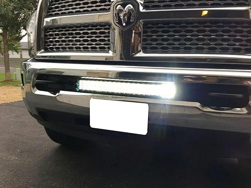 Miniatura 7 de Barra de luz LED iJDMTOY de 20 pulgadas de 120W de alta potencia, dos filas con soporte de montaje para defensa inferior escondido para Dodge RAM