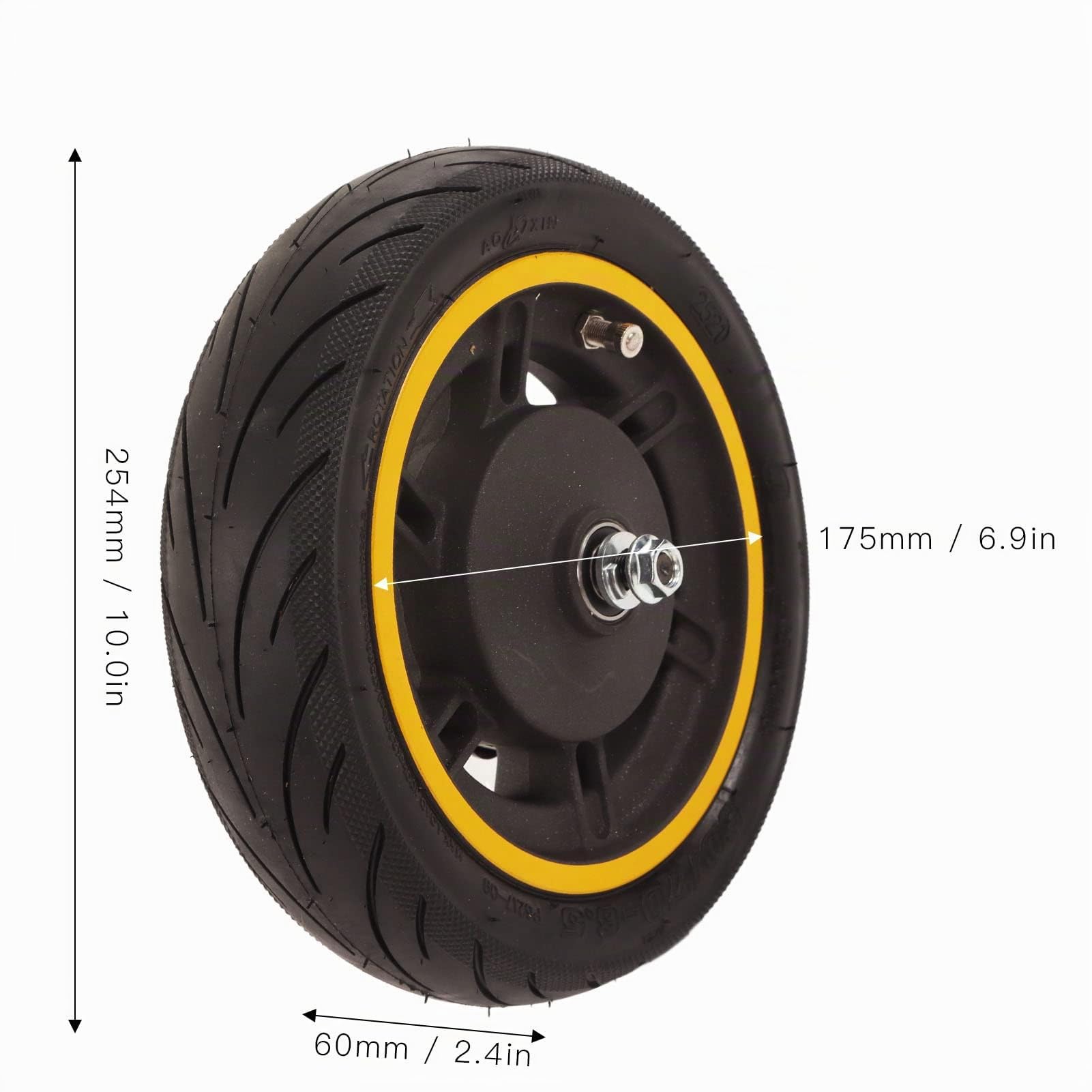 BuyWeek Roue Avant de Scooter Électrique pour Ninebot Max G30, 60/70‑6,5 Pneu à Vide de Roue Avant de Trottinette Électrique de 10 Pouces avec Frein à Tambour