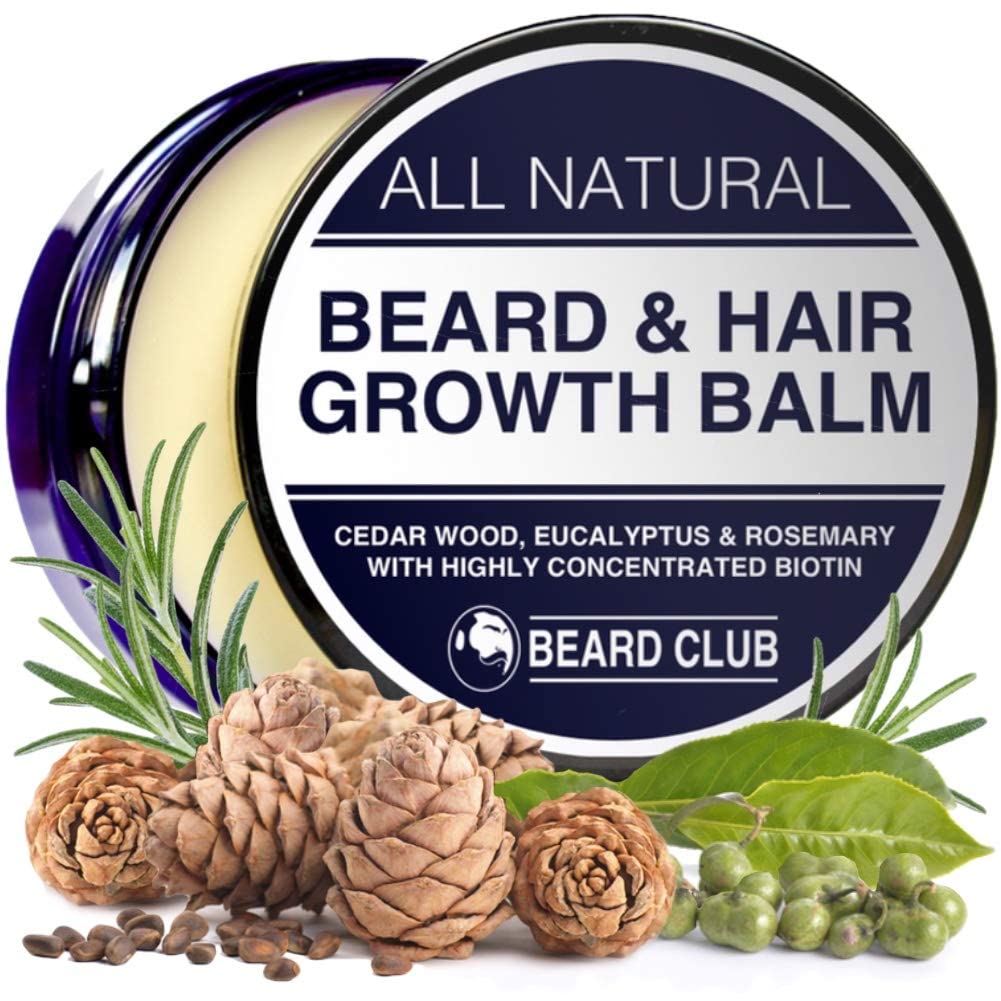 Bálsamo para el Crecimiento de la Barba y del Pelo - 30ml - Con Una Alta Concentración de Biotina - Olor a Madera de Cedro, Eucalipto y Romero | La Mejor Solución para una Barba Desigual
