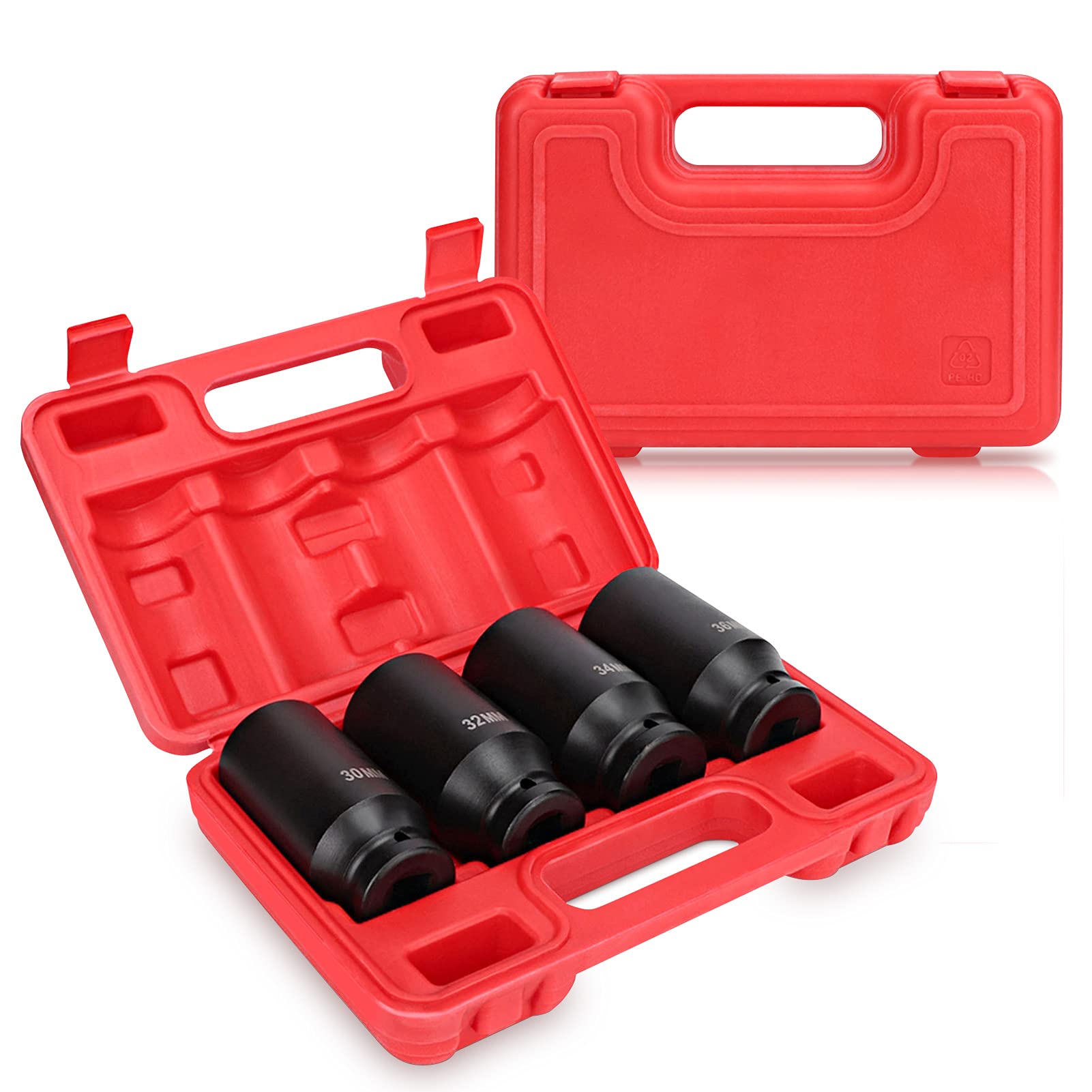 Juego de 4 llaves de impacto de 1/2 pulgadas, juego de tuercas Torx para reparación y mantenimiento, 30/32/34/36 mm, para llaves de trinquete y zócalo de sujeción para destornillador