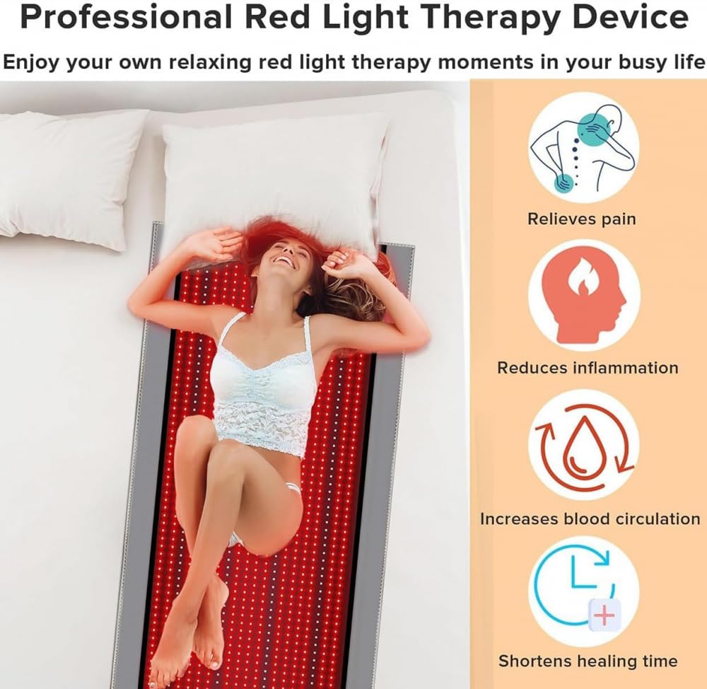 Tapete De Terapia con Luz Roja E Infrarroja para Todo El Cuerpo, Dispositivo De Tapete De Terapia con Luz LED, Multifuncional, con Controlador, para Aliviar El Dolor